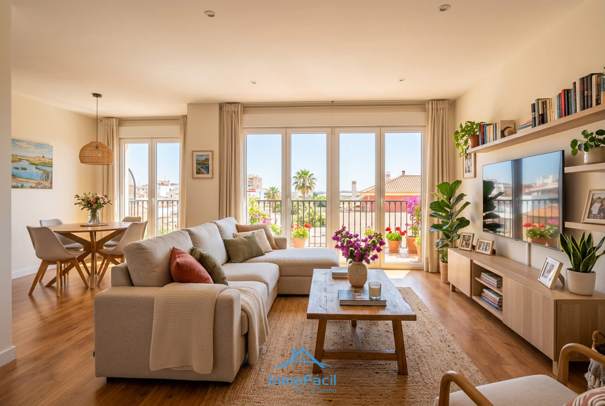 Piso en Huelva con salón amplio, luz natural y acceso a terraza